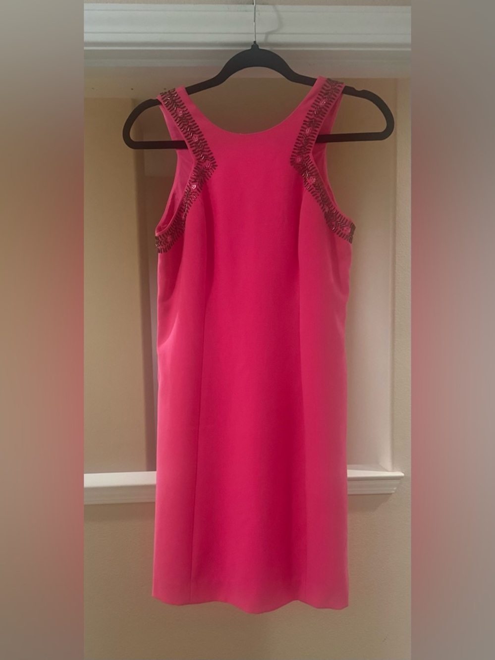 Women’s Lilly Pulitzer Pink Shift Beaded Barbie Cocktail Hour Party Dress Sz 0.